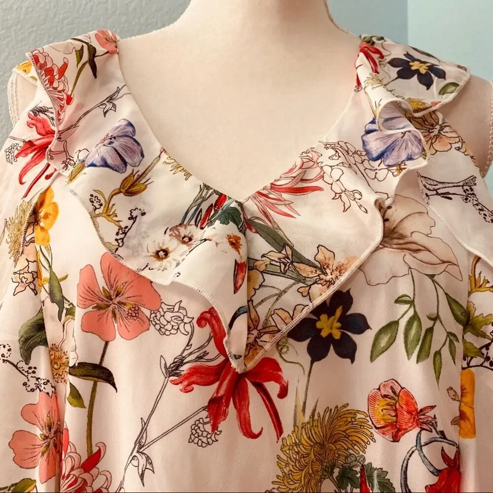 Parker Glory Dress, Floral Print, Cold Shoulder. Size Small - Picture 2 of 7